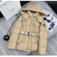 Reasonable Price Prada Down Jacket with Belt 1203 Beige 2024