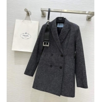 Luxury Discount Prada Belt Coat 1203 Dark Grey 2024