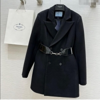 Unique Discount Prada Belt Coat 1203 Black 2024