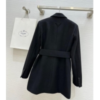 Unique Discount Prada Belt Coat 1203 Black 2024