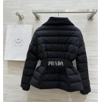 Buy Cheapest Prada Belt Down Jacket 1219 Black 2024