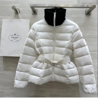 Free Shipping Prada Belt Down Jacket 1219 White 2024