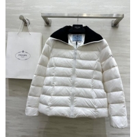 Free Shipping Prada Belt Down Jacket 1219 White 2024