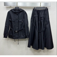 Buy Inexpensive Prada Jacket and Skirt Set 1219 Black 2024