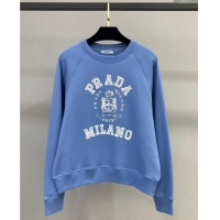 Grade Quality Prada Cotton Sweatshirt 0106 Blue 2025