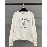 Famous Brand Prada Cotton Sweatshirt 0106 White 2025