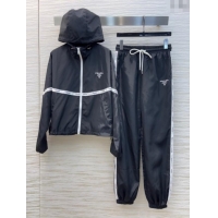 Luxury Discount Prada Jacket and Pants Activewear Set 0214 Black 2025