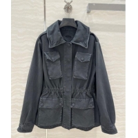 Reasonable Price Prada Cotton Denim Jacket 0214 Dark Grey 2025