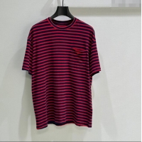 Top Grade Prada Cotton Striped T-Shirt C030601 Red 2025