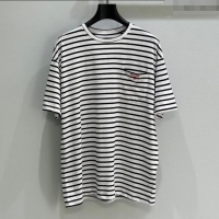 Buy New Cheap Prada Cotton Striped T-Shirt C030601 White 2025