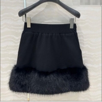 Low Price Prada All Black Skirt with Fur Charm C030609 2025