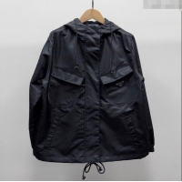 Famous Brand Prada Nylon Jacket with Pockets 0306 Black 2025