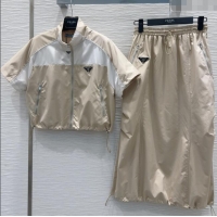 Discount Design Prada Shirt and Skirt Set C030616 Beige/White 2025