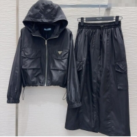 Top Grade Prada Jacket and Skirt Set C0306026 Black 2025