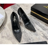 Grade Quality Christian Louboutin Apostropha Mesh Strass Pumps 10cm Black 0220033