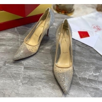 Shop Duplicate Christian Louboutin Follies Mesh Strass Pumps 10cm Silver 0220037