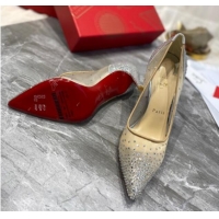 Shop Duplicate Christian Louboutin Follies Mesh Strass Pumps 10cm Silver 0220037