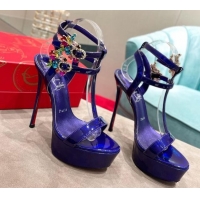 Generous Christian Louboutin Maravilla Laminated Leather Platform Sandals 15cm Purple 0220040