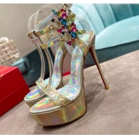 Luxurious Christian Louboutin Maravilla Laminated Leather Platform Sandals 15cm Gold 0220041