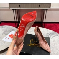 Popular Style Christian Louboutin Kate Pumps 10cm in Patent Leather and Perforated Suede Pink 0220047