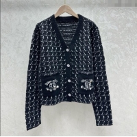 Luxury Cheap Chanel Knit Cardigan with Sequins 1203 Black 2024