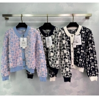 Top Grade Chanel Letters Cardigan 1203 Black/Blue/White 2024