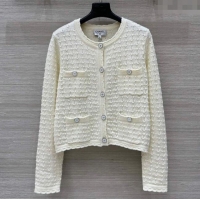 Top Quality Chanel Cashmere Cardigan C03060208 White 2025