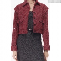​Top Quality Chanel Tweed Short Jacket 0306 Red 2025