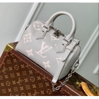 Low Cost Louis Vuitton Speedy Bandouliere 20 Bag in Brume Gray Embossed Grained Cowhide Leather M14207 2025