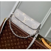 Shop Grade Louis Vuitton Wallet On Chain Ivy Bag in Brume Gray/White Quartz Embossed Grained Cowhide leather M14225 2025