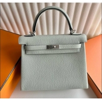 Well Crafted Hermes Kelly 25/28cm Bag in Original Togo Leather H25 W0 Cryolite Gray/Silver 2025 (Half Handmade)