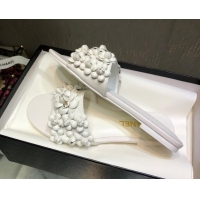 Low Cost Chanel Lambskin Flat Slides Sandal with Camellia Bloom White 2025 CH030304