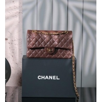 Luxury Cheap Chanel Faded Lambskin Medium Flap Bag CH032701 Coffee Brown 2025