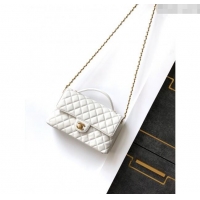 Most Popular Chanel Lambskin Medium Flap Bag with Top Handle AS5356 White 2025