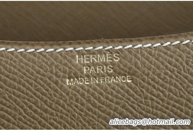 Best Design Hermes Mini Constance 19 Bag in Original Epsom Leather H2802 Etoupe/Gold 2025 (Full Handmade)