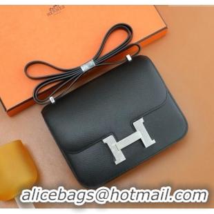 Promotional Hermes Mini Constance 19 Bag in Original Epsom Leather H2802 Black/Silver 2025(Full Handmade)