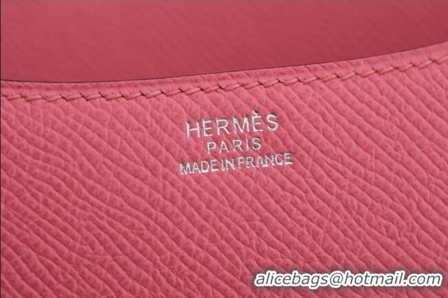 Top Design Hermes Mini Constance 19 Bag in Original Epsom Leather H2802 Lippie Pink/Silver 2025(Full Handmade)