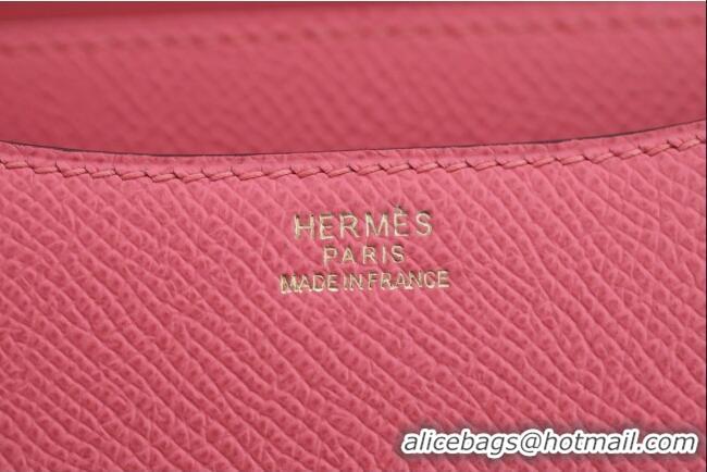 Well Crafted Hermes Mini Constance 19 Bag in Original Epsom Leather H2802 Lippie Pink/Gold 2025(Full Handmade)