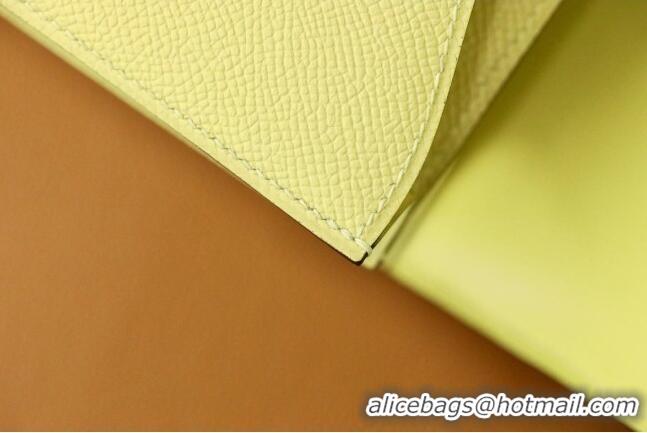 Pretty Style Hermes Mini Constance 19 Bag in Original Epsom Leather H2802 Jaune Bourgeon Chick Yellow/Silver 2025(Full H