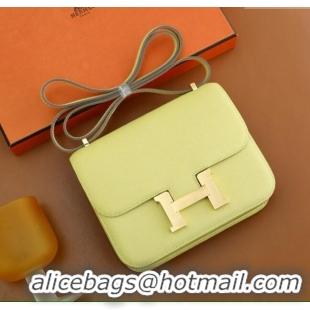 Trendy Design Hermes Mini Constance 19 Bag in Original Epsom Leather H2802 Jaune Bourgeon Chick Yellow/Gold 2025(Full Ha