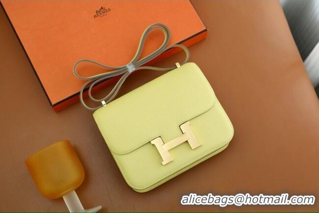 Trendy Design Hermes Mini Constance 19 Bag in Original Epsom Leather H2802 Jaune Bourgeon Chick Yellow/Gold 2025(Full Ha