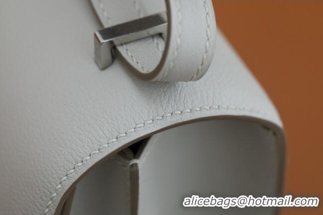 Grade Quality Hermes Mini Constance 19 Bag in Original Evercolor Leather H2803 Pearl Gray/Silver 2025(Full Handmade)