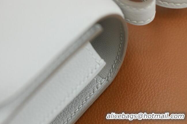Popular Style Hermes Mini Constance 19 Bag in Original Evercolor Leather H2803 Pearl Gray/Gold 2025(Full Handmade)