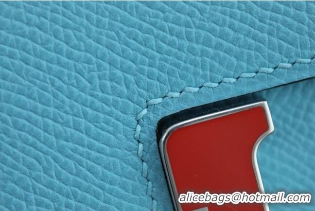 Famous Brand Hermes Mini Constance 19 Bag in Original Epsom Leather H0111 North Blue/Red 2025(Full Handmade)