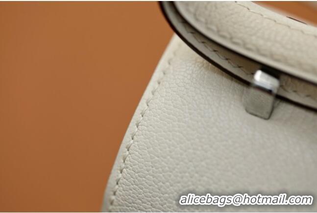 Super Quality Hermes Mini Constance 19 Bag in Original Mysore Leather H0111 Cream White/Silver 2025(Full Handmade)