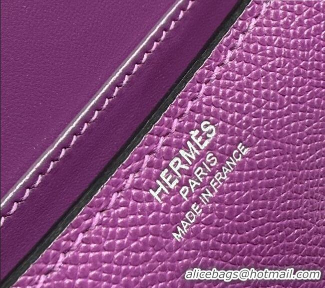 Famous Brand Hermes Constance Elan Bag in Epsom Leather H1089 Anemone Purple/Silver 2025(Half Handmade)