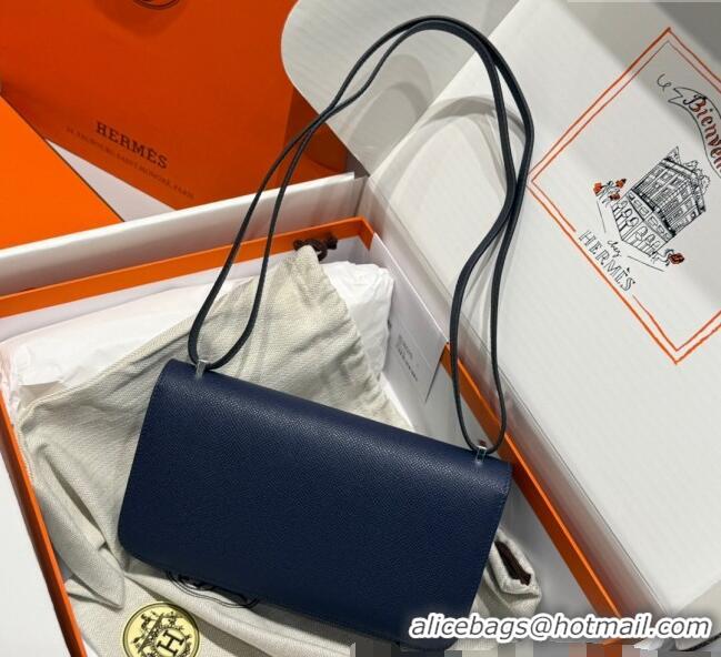 Affordable Price Hermes Constance Elan Bag in Epsom Leather H1089 Dark Blue/Silver 2025(Half Handmade)
