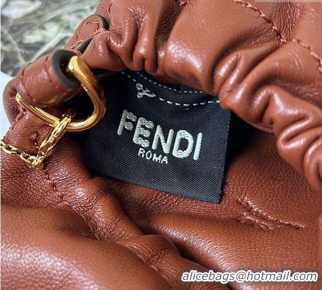 Luxury Cheap Fendi Mamma Baguette Nano Miniature Bag Charm in Nappa Leather 8677 Brown 2025