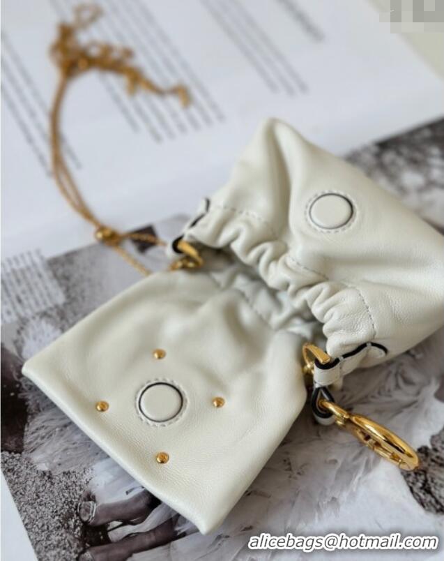 Top Quality Fendi Mamma Baguette Nano Miniature Bag Charm in Nappa Leather 8677 White 2025
