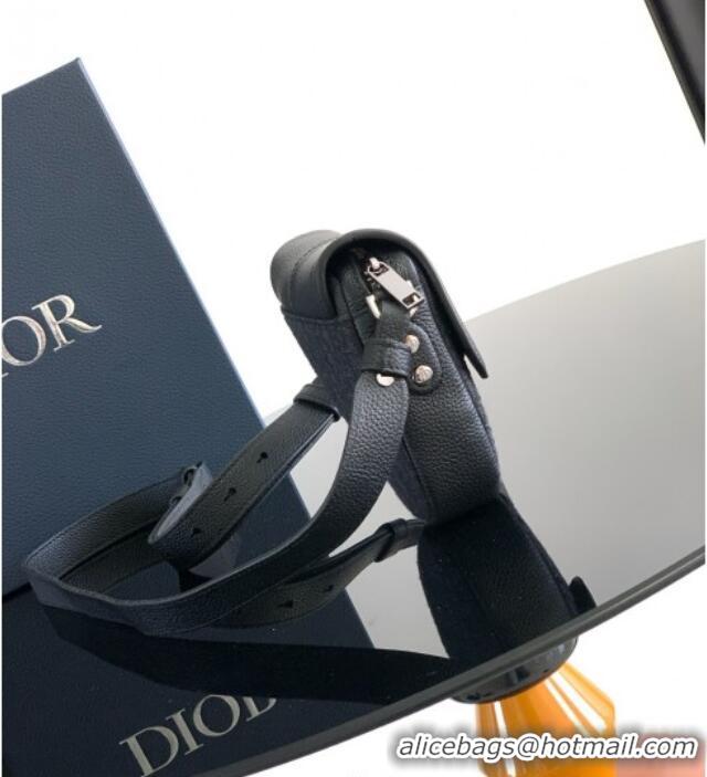 Famous Brand Dior Mens Mini Saddle Bag in Oblique Jacquard and Grained Calfskin D3083 Black 2025